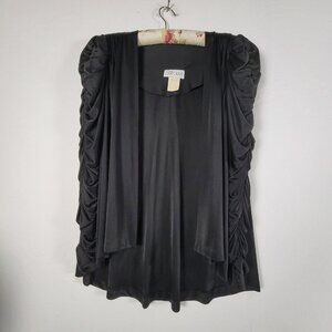 Vintage Cheryl Kaye Black Open-Front Ruched Sleeve Kimono Cardigan Jacket Sz 14